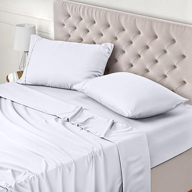Utopia Bedding Juego de Sabanas 4 Piezas 180x200 - Poliéster Microfibra Cepillada - Sábana Bajera, Sábana Plana y 2 Fundas de Almohada 50x75 (Cama 180, Blanco)